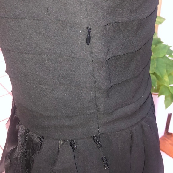 Moschino Women Black Sleeveless Chiffon Beaded With Ruffled Tiers Cocktail Dress - Picture 8 of 16